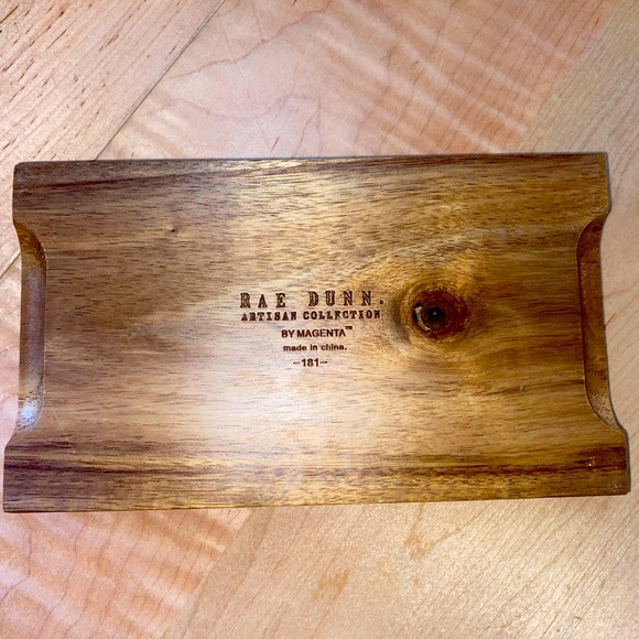 🦚Rae Dunn Farmhouse Ceramic “Sweet & Pour” Wooden Tray Set - Picture 12 of 16